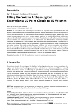 Filling the Void in Archaeological Excavations: 2D Point Clouds to 3D Volumes