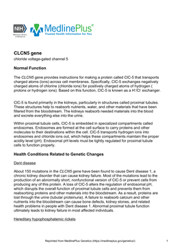 CLCN5 Gene Chloride Voltage-Gated Channel 5