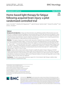 Home-Based Light Therapy for Fatigue Following Acquired Brain Injury