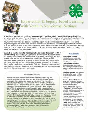 Experiential & Inquiry-Based Learning with Youth in Non-Formal Settings