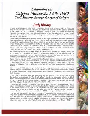 Celebrating Our Calypso Monarchs 1939- 1980