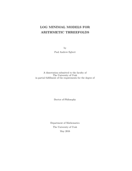 Log Minimal Models for Arithmetic Threefolds