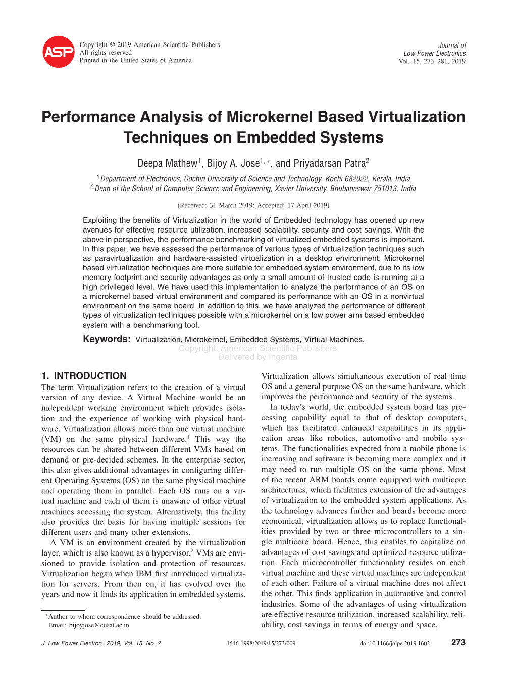 Performance Analysis of Microkernel Based Virtualization Techniques on Embedded Systems