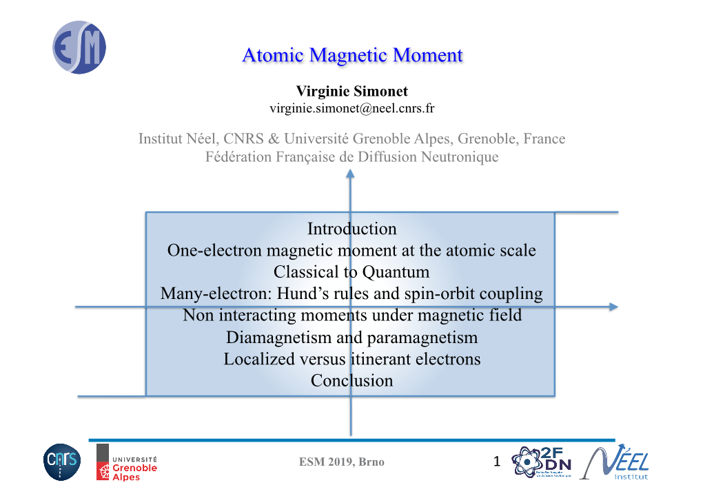 Atomic Magnetic Moment Virginie Simonet Virginie.Simonet@Neel.Cnrs.Fr