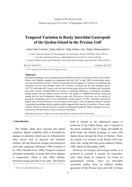 Temporal Variation in Rocky Intertidal Gastropods of the Qeshm Island in the Persian Gulf