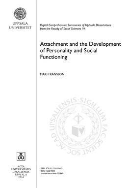 Attachment and the Development of Personality and Social Functioning