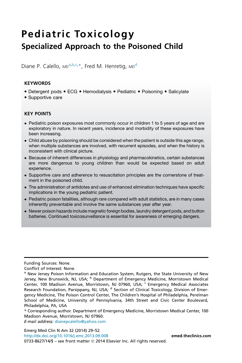 Pediatric Toxicology Specialized Approach to the Poisoned Child