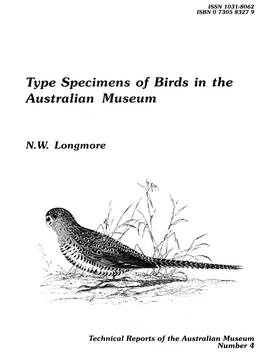 Type Specimens of Birds in the Australian Museum