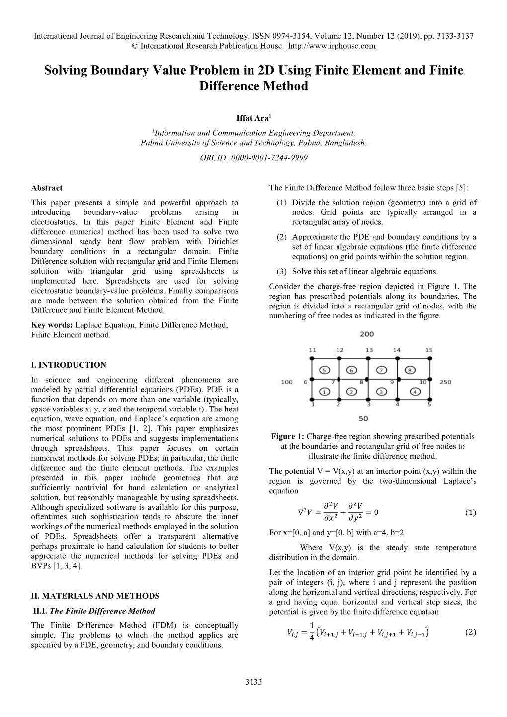 Solving Boundary Value Problem in 2D Using Finite Element and Finite Difference Method