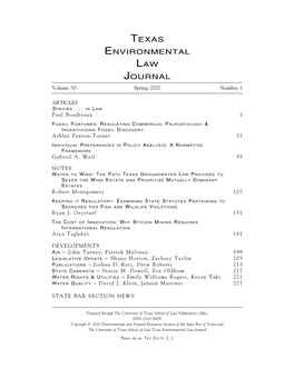 Texas Environmental Law Journal