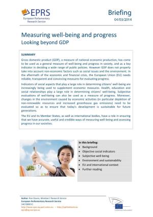 Measuring Well-Being and Progress: Looking Beyond