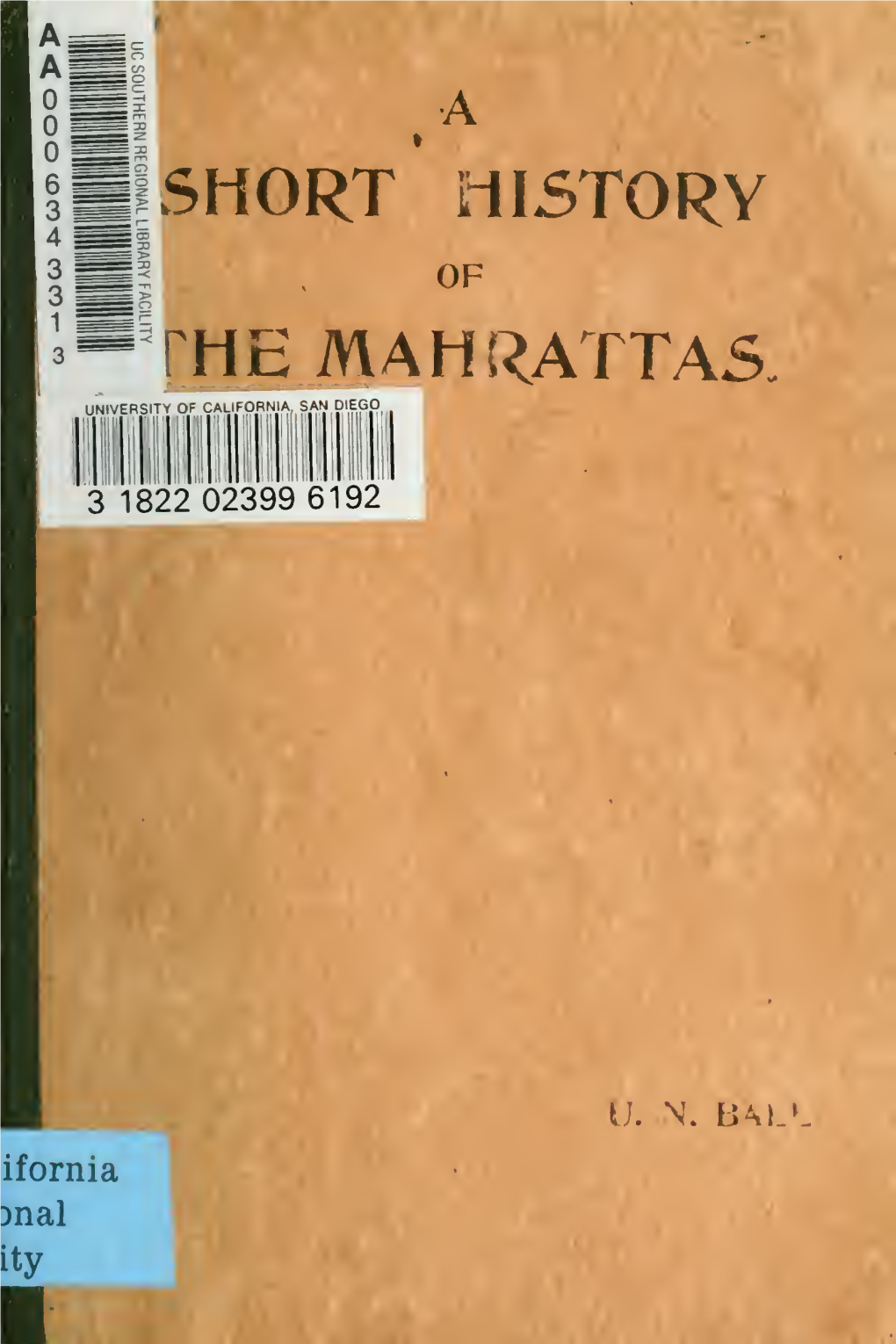 A Short History of the Marhattas [Ie Mahrattas]