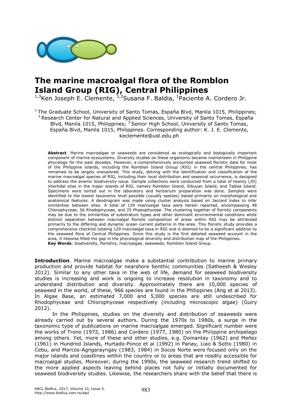 The Marine Macroalgal Flora of the Romblon Island Group (RIG), Central Philippines 1,3Ken Joseph E