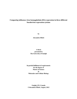 Comparing Influenza Virus Hemagglutinin (HA) Expression in Three Different Baculovirus Expression Systems