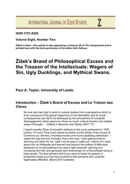 Žižek's Brand of Philosophical Excess and the Treason of the Intellectuals