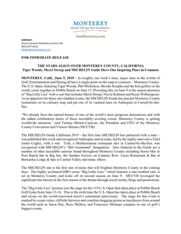 For Immediate Release the Stars Align Over Monterey