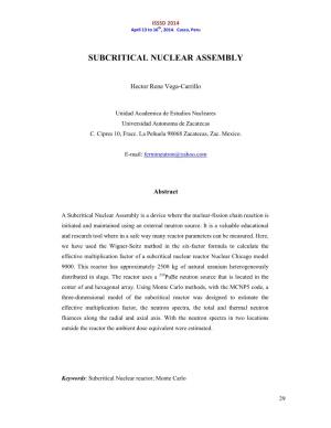 Subcritical Nuclear Assembly