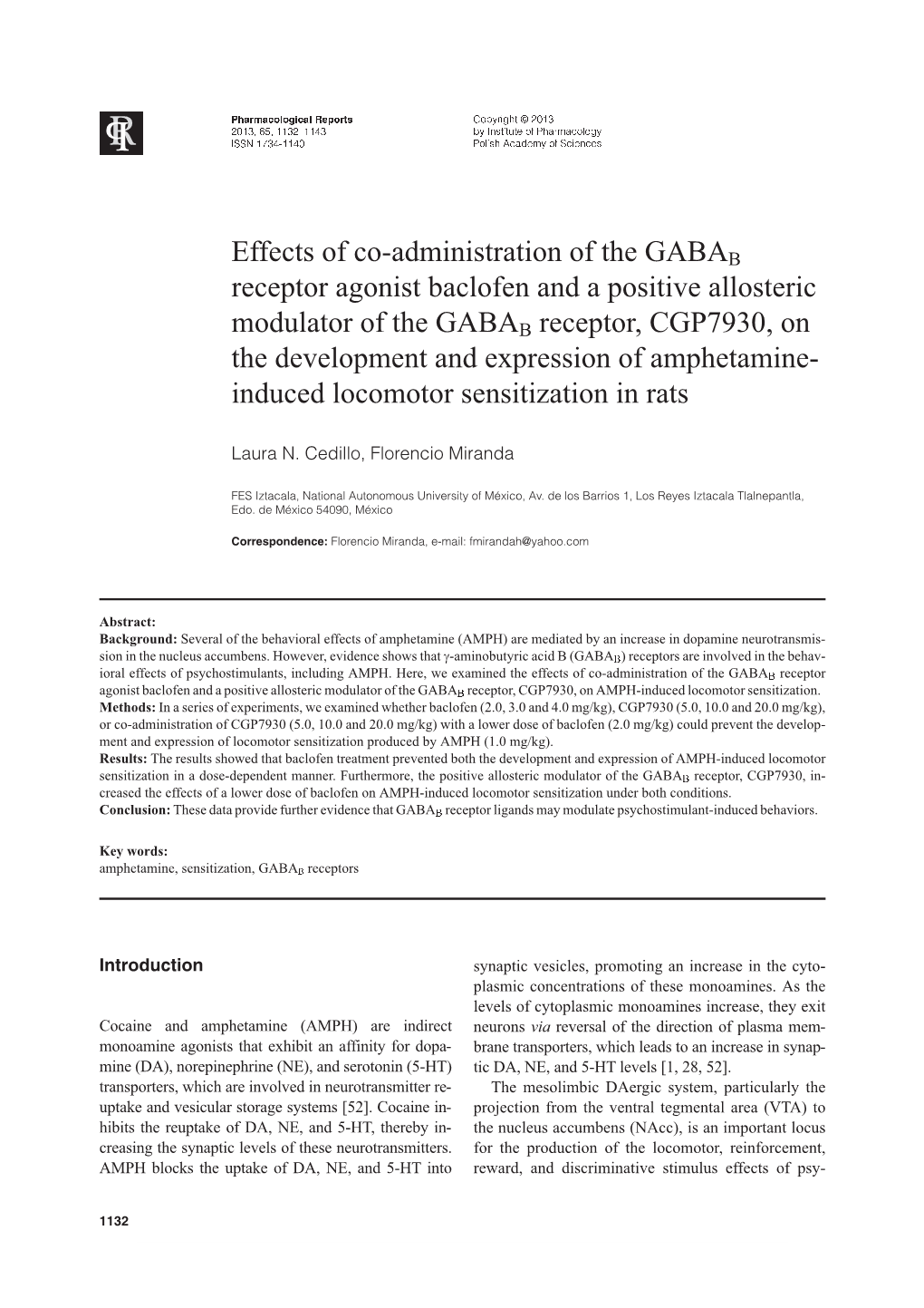 Effects of Co-Administration of the GABAB Receptor Agonist Baclofen