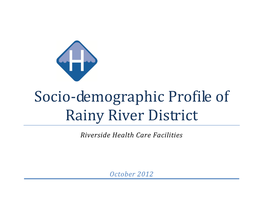 Socio-Demographic Profile of Rainy River District