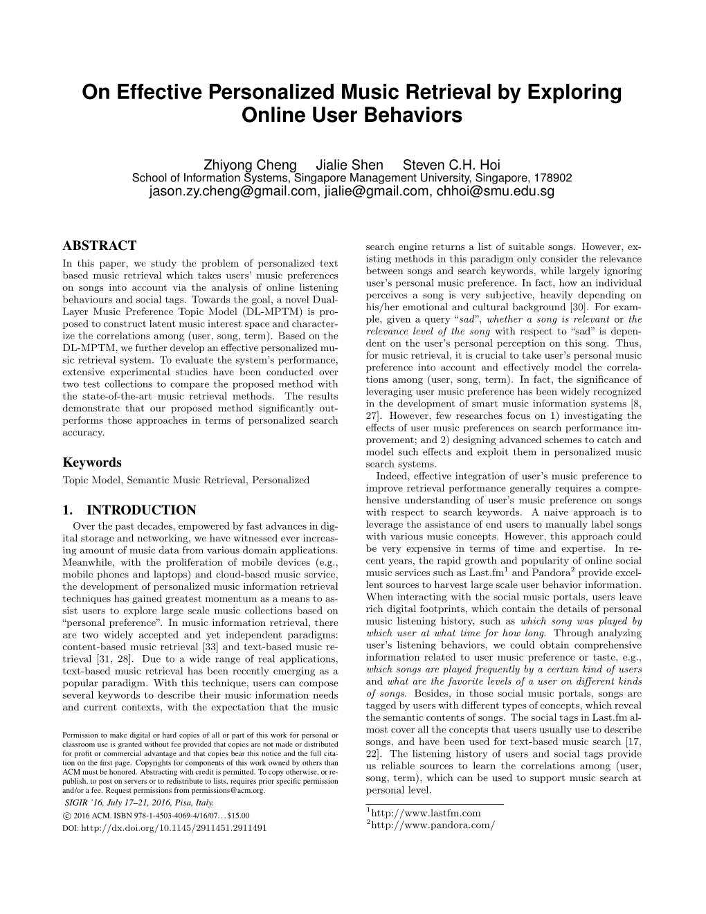 On Effective Personalized Music Retrieval by Exploring Online User Behaviors