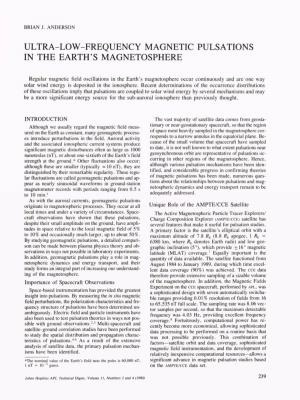 Ultra-Low-Frequency Magnetic Pulsations in the Earth's Magnetosphere
