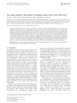 The Ecology, Geopolitics, and Economics of Managing Lymantria Dispar in the United States Patrick C