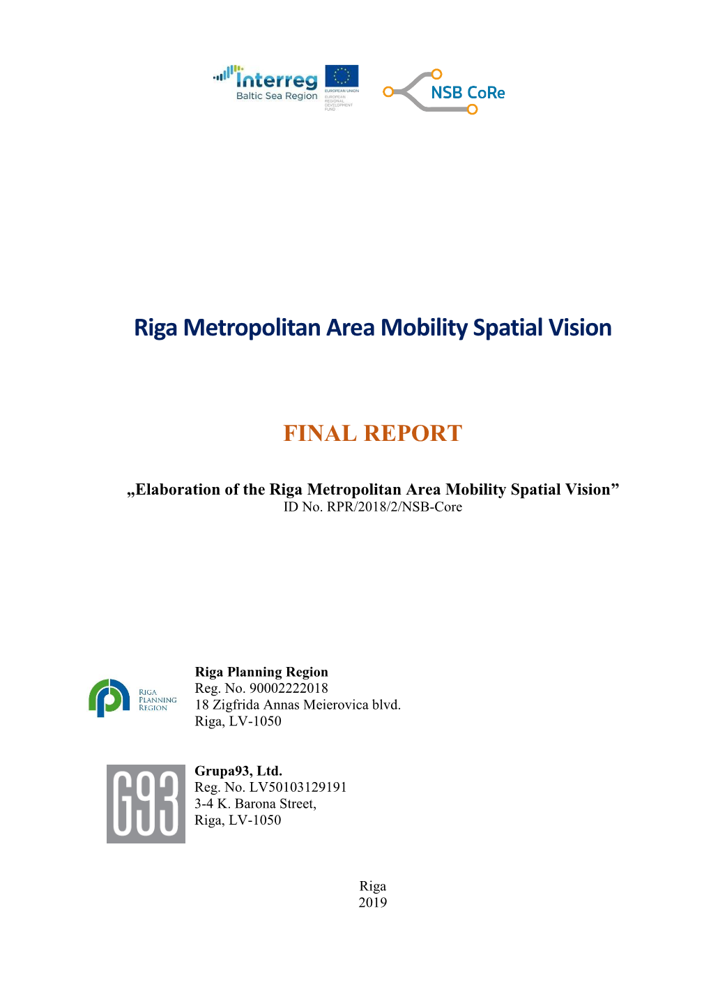 Riga Metropolitan Area Mobility Spatial Vision