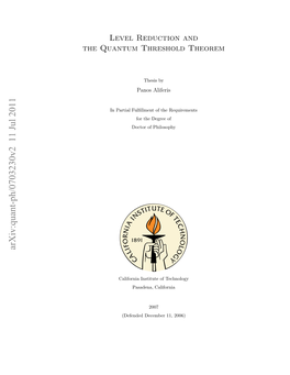 Level Reduction and the Quantum Threshold Theorem