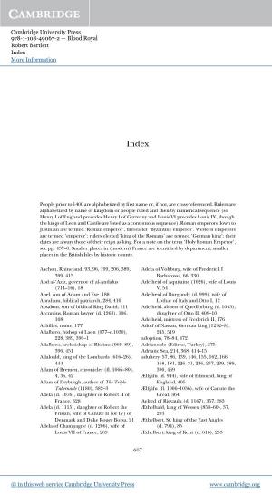 Cambridge University Press 978-1-108-49067-2 — Blood Royal Robert Bartlett Index More Information