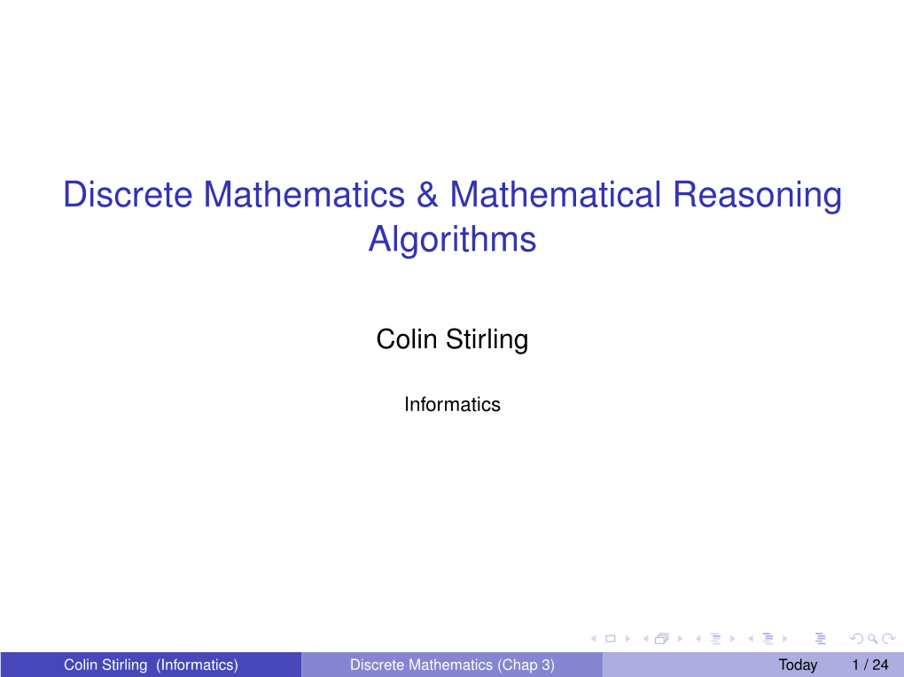 Discrete Mathematics & Mathematical Reasoning Algorithms