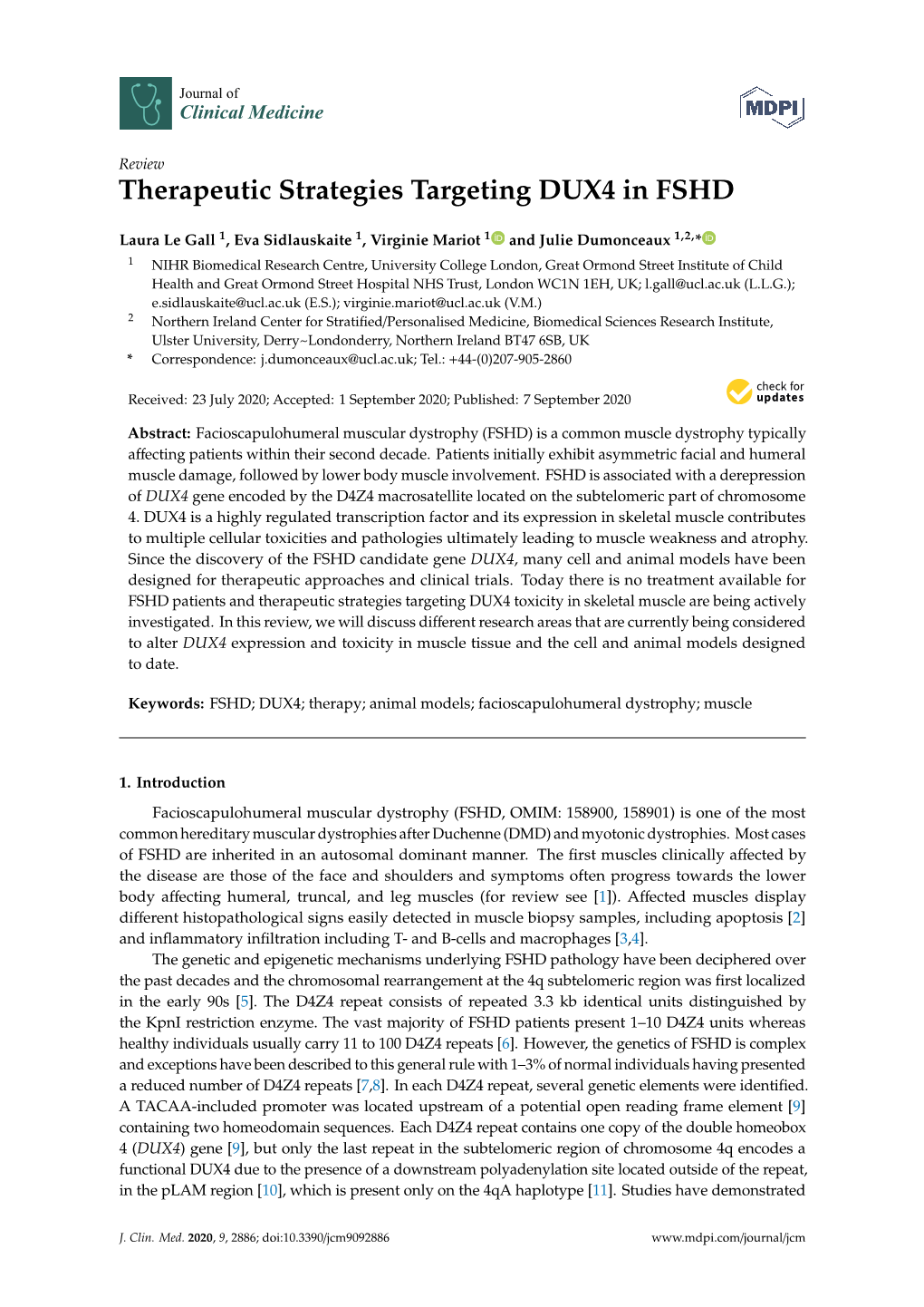 Therapeutic Strategies Targeting DUX4 in FSHD