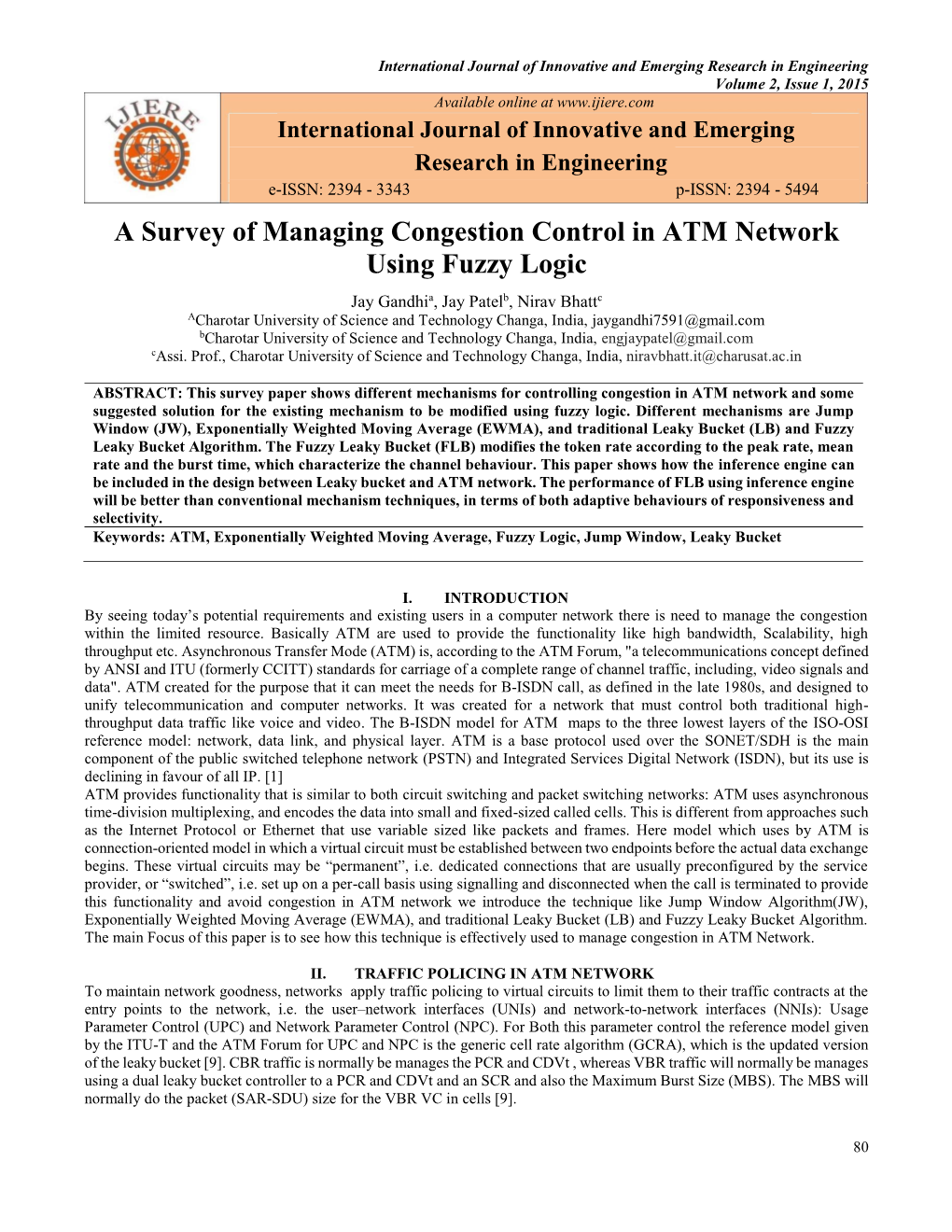 A Survey of Managing Congestion Control in ATM Network Using Fuzzy Logic