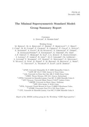 The Minimal Supersymmetric Standard Model: Group Summary Report