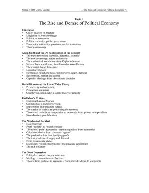 The Rise and Demise of Political Economy / 1