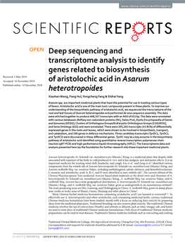Deep Sequencing and Transcriptome Analysis to Identify Genes Related To