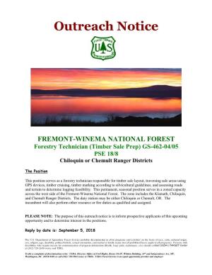 Outreach Notice FREMONT-WINEMA NATIONAL FOREST Forestry