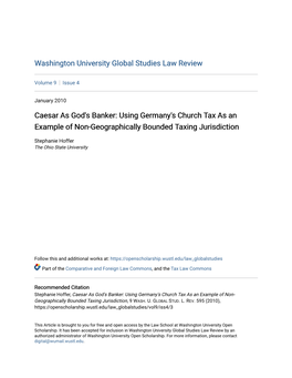 Using Germany's Church Tax As an Example of Non-Geographically Bounded Taxing Jurisdiction