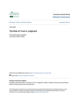 The Role of Trust in Judgment