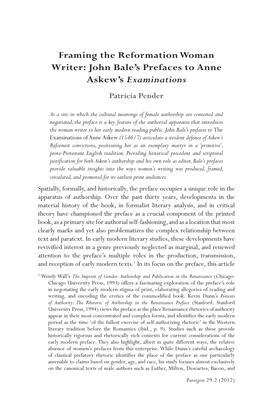 John Bale's Prefaces to Anne Askew's Examinations