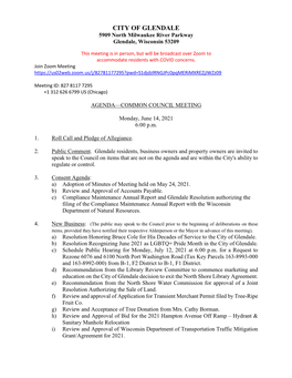 Common Council Meeting Agenda (PDF)