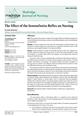 The Effect of the Semmelweiss Reflex on Nursing