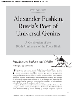 Introduction: Pushkin and Schiller by Helga Zepp Larouche