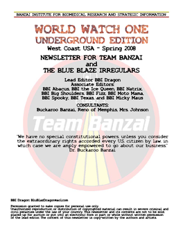 NEWSLETTER for TEAM BANZAI and the BLUE BLAZE IRREGULARS