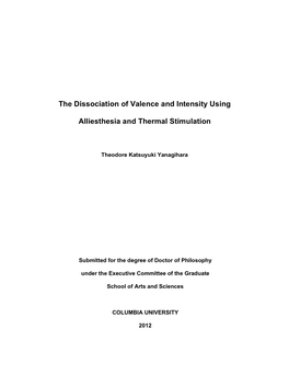 The Dissociation of Valence and Intensity Using Alliesthesia and Thermal