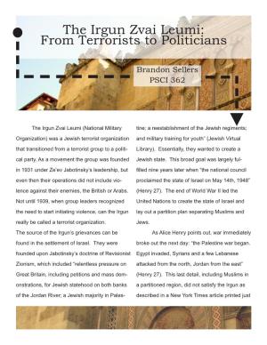 The Irgun Zvai Leumi: from Terrorists to Politicians