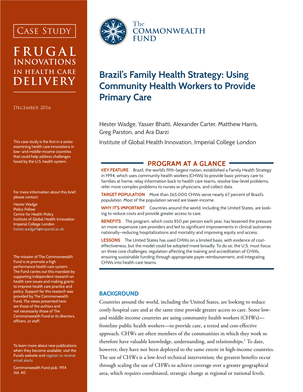 Using Community Health Workers to Provide Primary Care