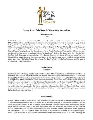Screen Actors Guild Awards® Committee Biographies