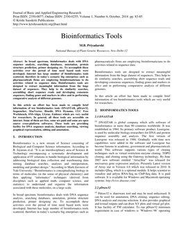 Bioinformatics Tools