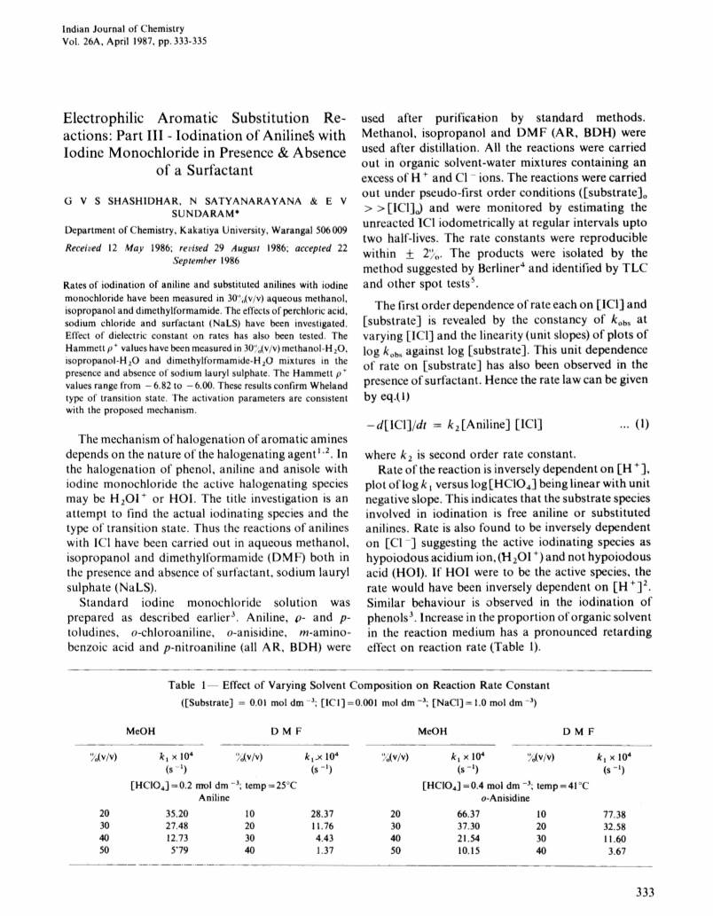 Electrophilic Aromatic Substitution Re- Used After Purification by Standard Methods
