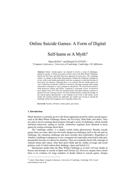 Online Suicide Games: a Form of Digital